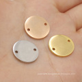 15mm stainless steel Round disc two hole Blank Connector Charm pendant for ENGRAVING STAMPING